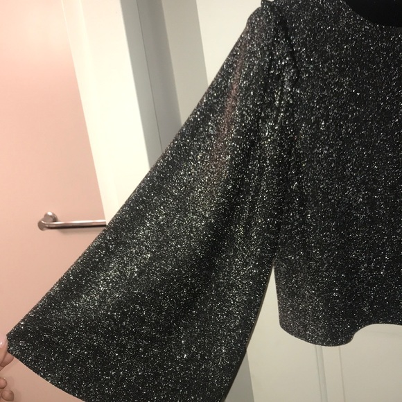 Sparkly Silver Bell Sleeve Top 